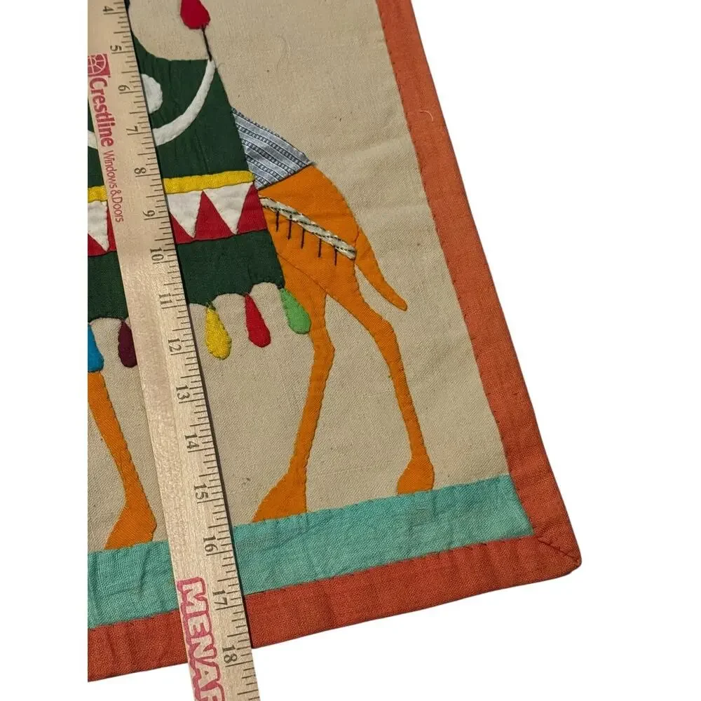 Vintage Egyptian Khayamiya Appliqué Textile Panels‎ Set of 5 Donkey Camel Villa